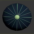 Dome Shaped Decorative Object With Blue Stripes Green Base And Yellow Lid