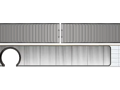 Modern Feature Wall Design With Slatted Panels And Arched Opening 3d model