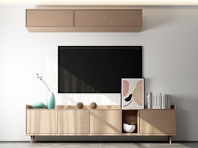 Nordic TV Cabinet Wood Grain TV Cabinet 3d model