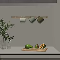 Modern Open Kitchen Interior With Hanging Planter Green Plants And Wooden Shelf Lighting