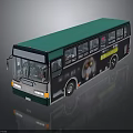 Modern City Bus With Green Roof Black Exterior And Advertising Images On Side