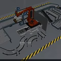 Modern Industrial Equipment With Robotic Arm And Conveyor Belt Production Line