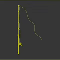 Red Equipment Pole With Multiple Connected Sections And Yellow Cord Base Device 3d model