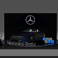 Mercedes-Benz Convertible Car Display On Modern Showcase Shelf With Tech Background