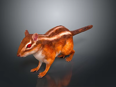 3D Striped Chipmunk Character With Red Eyes For Game Movie Roles 3d model