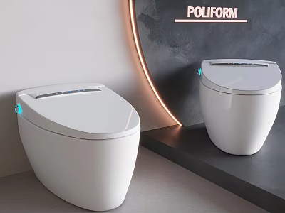 POLIFORM Modern Smart Toilets In Bathroom Interior With Sleek White Finish And Ambient Lighting 3d model