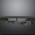 Gray Miniature Platform Scene With Colorful Model Vehicles And Green Containers