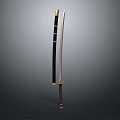 Traditional Japanese Katana Weapon With Black Scabbard Long Metal Blade And Decorative Handle
