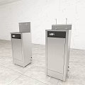 Two Floor Standing Stainless Steel Water Dispensers with Light Tile Background 3d model