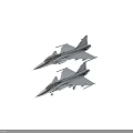 Two Modern Gray Fighter Jets Flying in Formation with Aerodynamic Design Features 3d model