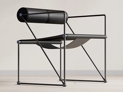 Modern Black Metal Frame Accent Chair With Curved Seat And Minimalist Design 3d model