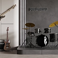 musical instrument electric guitar drum set sound 3d model