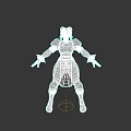 Game Character Female With Double Ponytails Blue Top Orange Skirt And Metal Arm Decorations