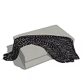 Modern Light Colored Sofa and Coffee Table Set with Black White Herringbone Throw Blanket