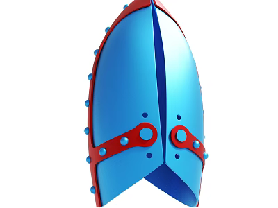 Blue Decorative Shield With Red Accents And Metal Rivets 3D Render 3d model
