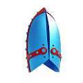 Blue Decorative Shield With Red Accents And Metal Rivets 3D Render
