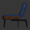 Blue Multi person Sectional Sofa With Orange Wooden Accents And Black Legs Modern Design