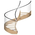 Elegant Modern Spiral Staircase With Glass Railing And Wooden Steps Design