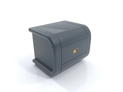 Modern Gray Bedside Table With Sleek Design And Gold Lock 3d model