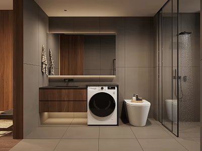 Toilet Bathroom Bathroom Washing Machine Bathroom Cabinet Shower Toilet Shower Faucet 3d model
