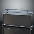 Modern Metal Reception Desk With Silver Frame Smooth Countertop And Top Decoration