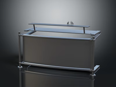 Modern Metal Reception Desk With Silver Frame Smooth Countertop And Top Decoration 3d model