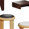 Modern log small round stool combination 3d model