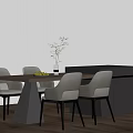 Modern Dining Interior With Dark Wood Island Table And Dining Chairs