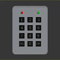 Durable Metal Keypad Featuring Numeric Keys Red Green Indicator Lights DEL OK Buttons 3d model