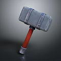 Sturdy Hardware Tool Claw Hammer With Gray Head Metal Straps Rivets Red Wooden Handle