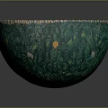 Vibrant Green Decorative Household Bowl With Colorful Rim And Yellow White Accents