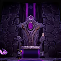Majestic Fantasy Throne With Purple Accents And Stone Wall Backdrop On Decorative Purple Steps