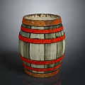 Vintage Wooden Barrel With Red Stripes For Home Decor And Storage