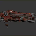 Red Sci-Fi Spaceship Model With Complex Armored Structure And Detailed Design 3d model