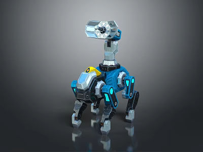 Intelligent Four Legged Robot With Blue Gray Body And Yellow Component Mechanical Design 3d model