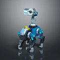 Intelligent Four Legged Robot With Blue Gray Body And Yellow Component Mechanical Design