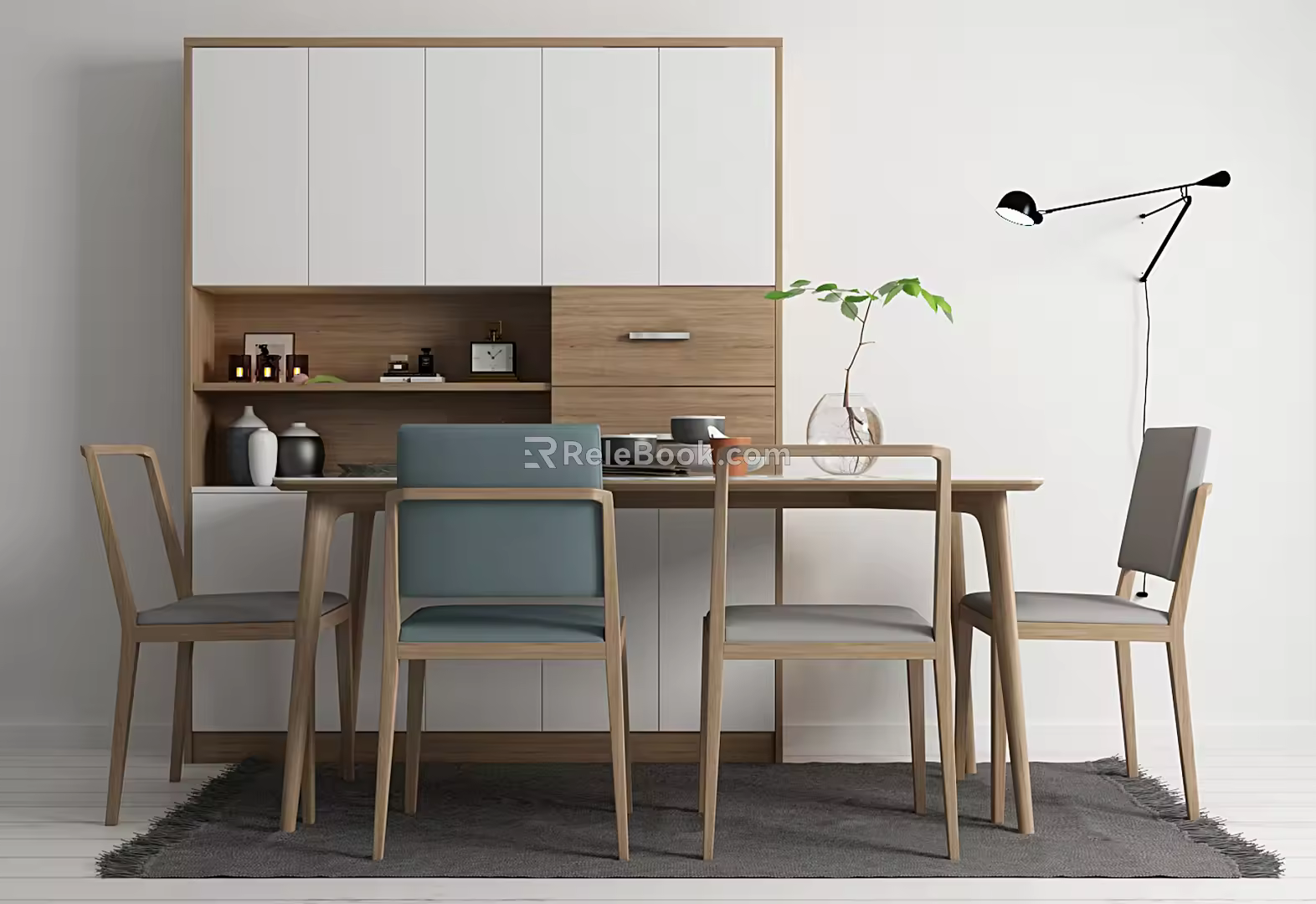 Nordic Dining Table and Chair Combination 3d model