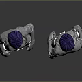 Detailed 3D Character Model With Front Back View Purple Hair White Outfit And Waist Pouch