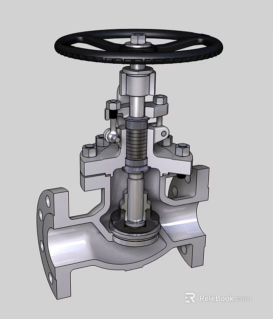 Detailed Industrial Metal Valve Mechanical Structure With Handwheel And Bolt Parts 3d model 