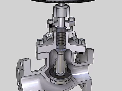 Detailed Industrial Metal Valve Mechanical Structure With Handwheel And Bolt Parts 3d model