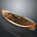 Old Wooden Water Transport Boat With Rustic Interior And Weathered Structure