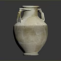 Hand Carved Ceramic Vase Sculpture With Two Handles And Cracked Surface