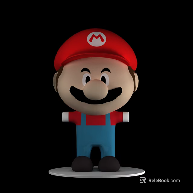 Cute Mario Character Figure With Red Hat Blue Overalls Smiling Face White M Logo 3d model 