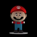 Cute Mario Character Figure With Red Hat Blue Overalls Smiling Face White M Logo 3d model