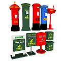 Various Colored Public Mailboxes Featuring China Post Logos And Classic Designs