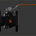 Sturdy Black Ball Valve With Orange Handle And Flanged Metal Connections