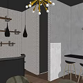 C&O Coffee Modern Cafe Interior With Glass Facade Tables Chairs And Pendant Lights