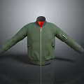 Green Bomber Jacket With Red Lining Zipper Closure And Modern Design 3d model