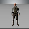 Male Character in Standing Pose Wearing Gray Vest Blue Shirt Brown Pants Brown Boots