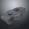 Vintage Gray Tank with Metal Texture and German Cross Symbol on Top Structure